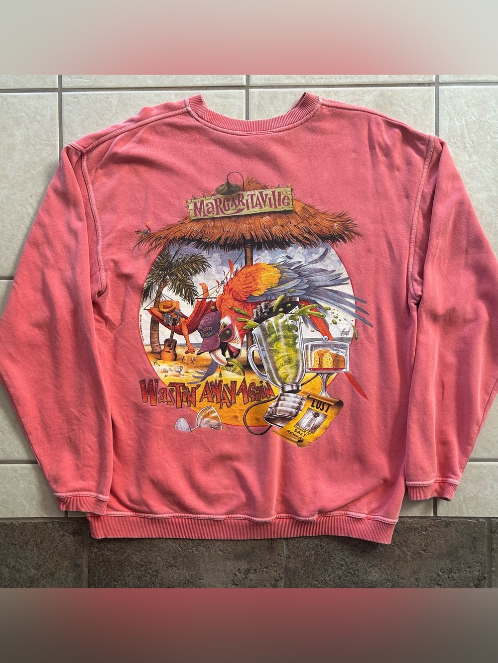 Caribbean Soul Margaritaville Vintage 1996 Coral Crew Neck